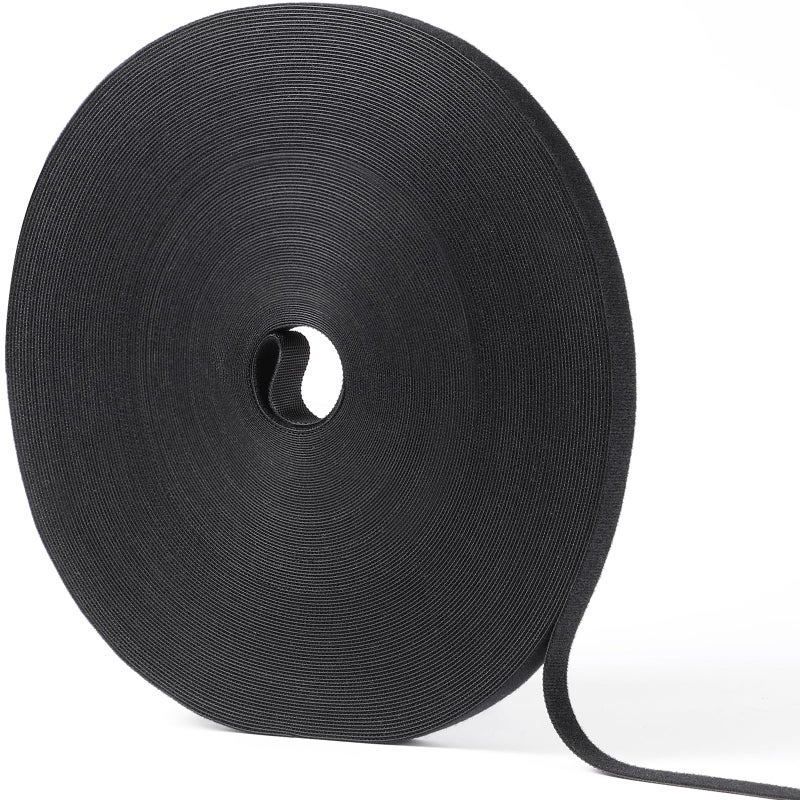 QTBLY 1/2in x 150ft Hook and Loop Roll | Double-Sided Strips, Self-Gripping Straps | Reusable Multi-Purpose Wrap Fasteners for Home, Office, Data Center, and More - Image 1